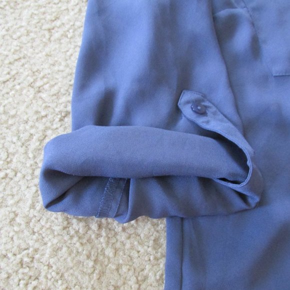 By & By Button Front Blouse Womens Medium Purple Long Sleeve Collared Shirt Top - Picture 4 of 5